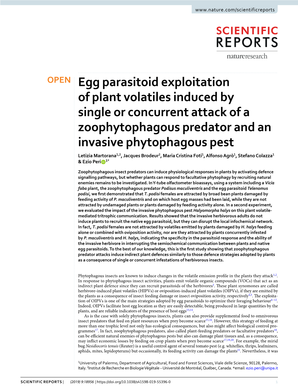 Egg Parasitoid Exploitation of Plant Volatiles Induced by Single Or