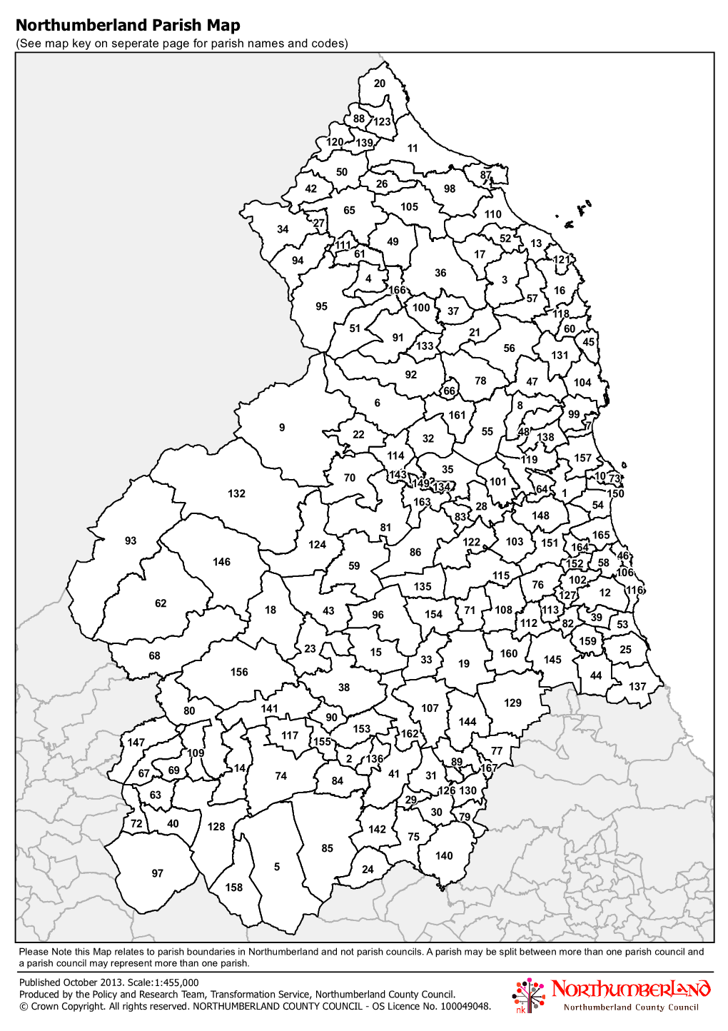 Parish Map (See Map Key on Seperate Page for Parish Names and Codes)