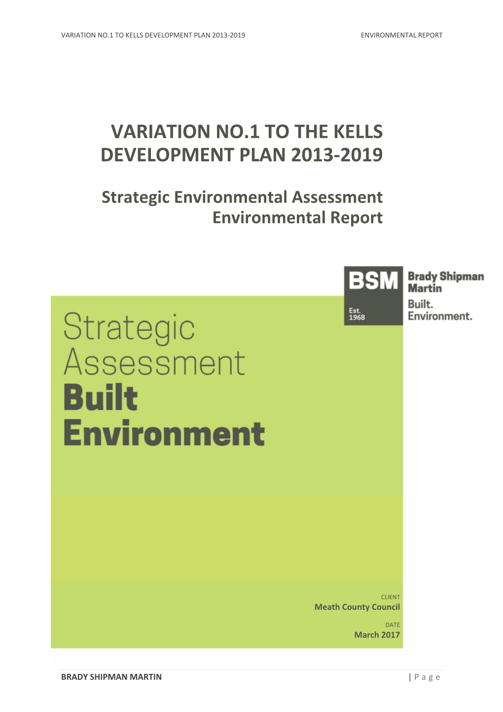 Variation No.1 to the Kells Development Plan 2013-2019