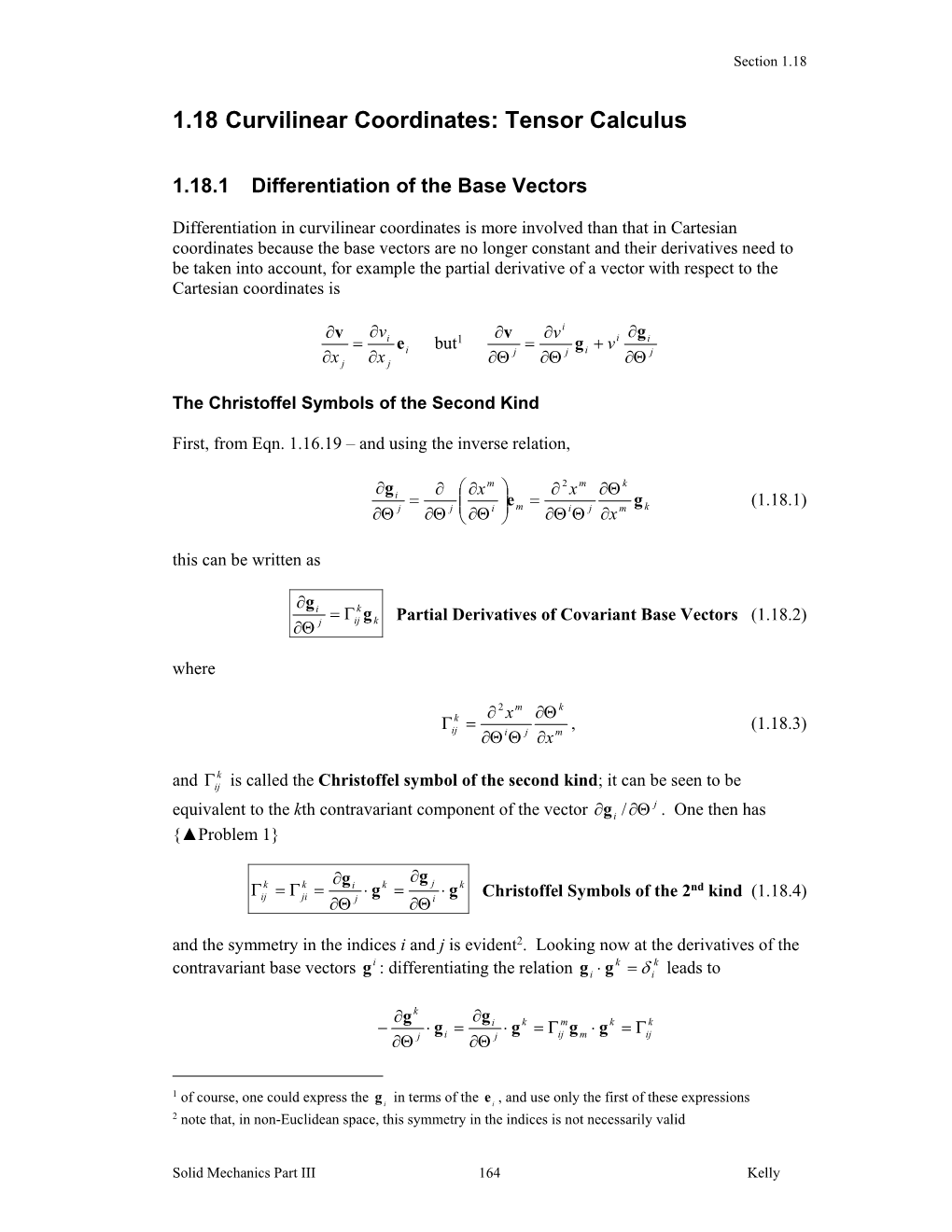 1.18 Curvilinear Coordinates: Tensor Calculus