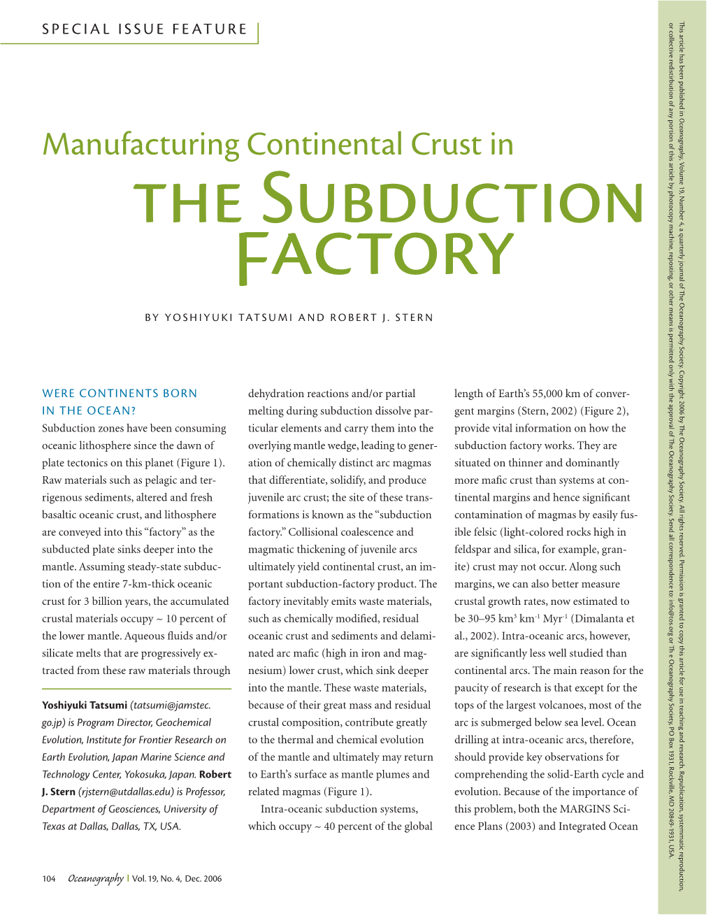 Manufacturing Continental Crust in , Volume 4, a Quarterly Journal of Th 19, Number the Subduction Or Other Means Reposting, Is Only Photocopy Machine, Permitted