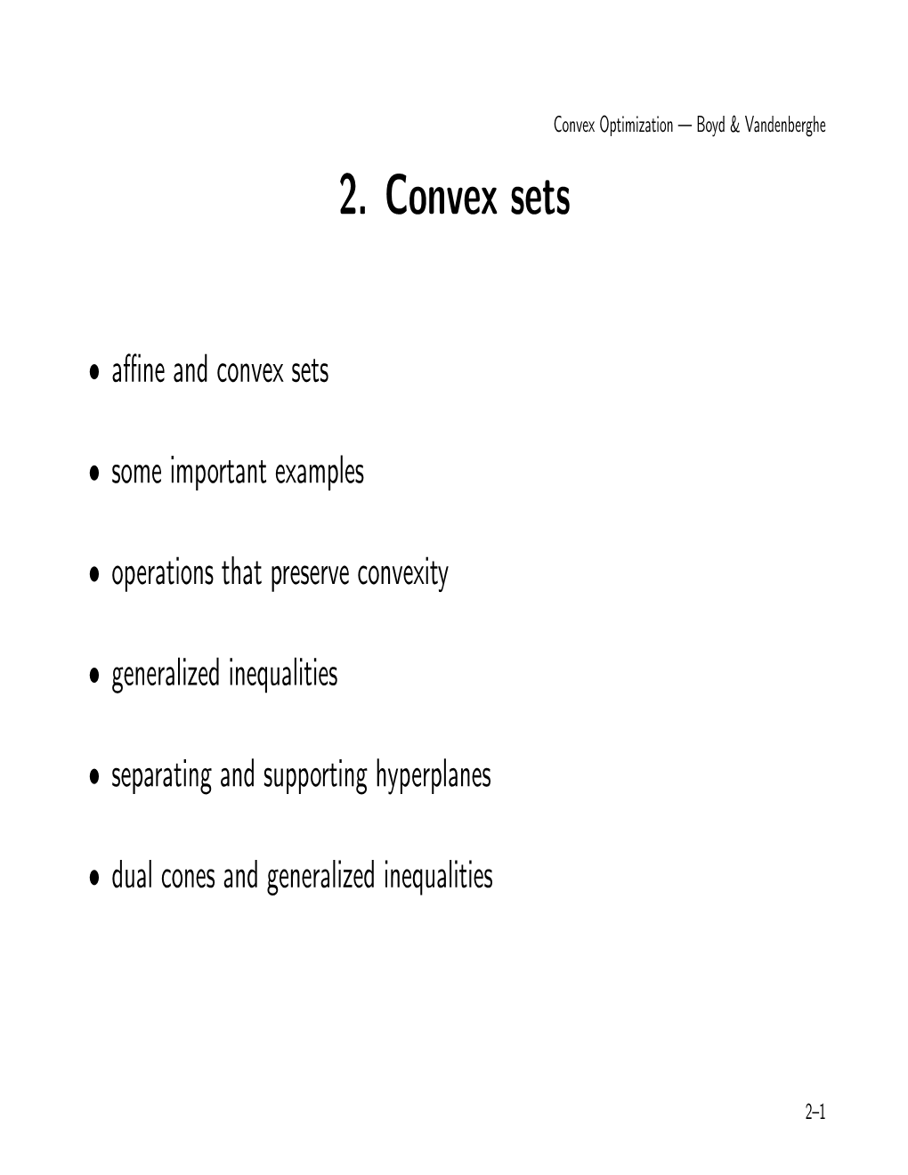 2. Convex Sets