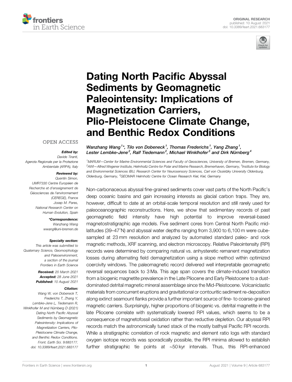 Dating North Pacific Abyssal Sediments by Geomagnetic