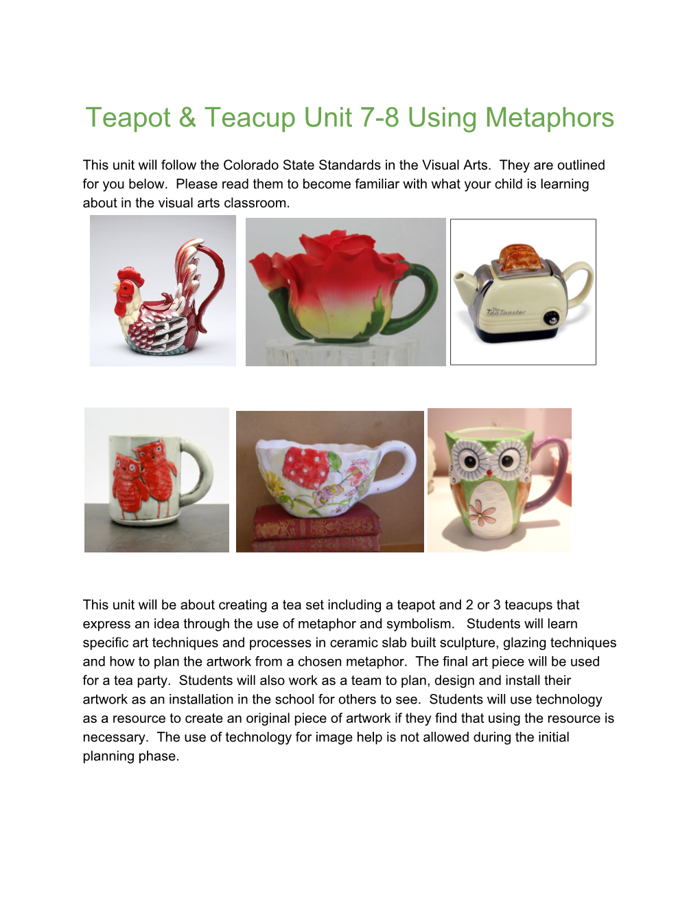 Teapot & Teacup Unit 7-8 Using Metaphors