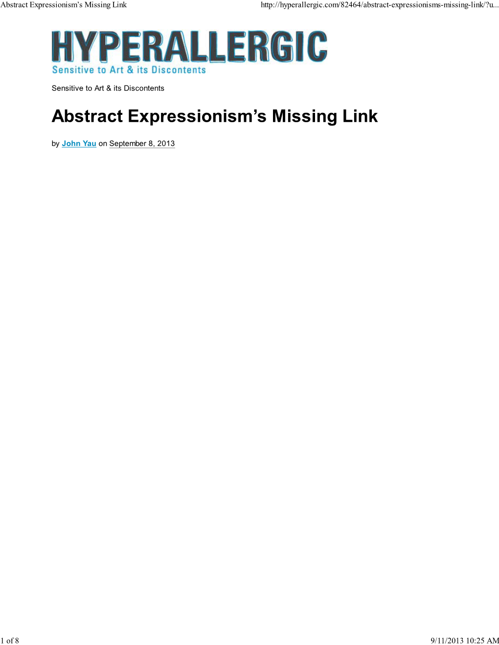 Abstract Expressionism's Missing Link
