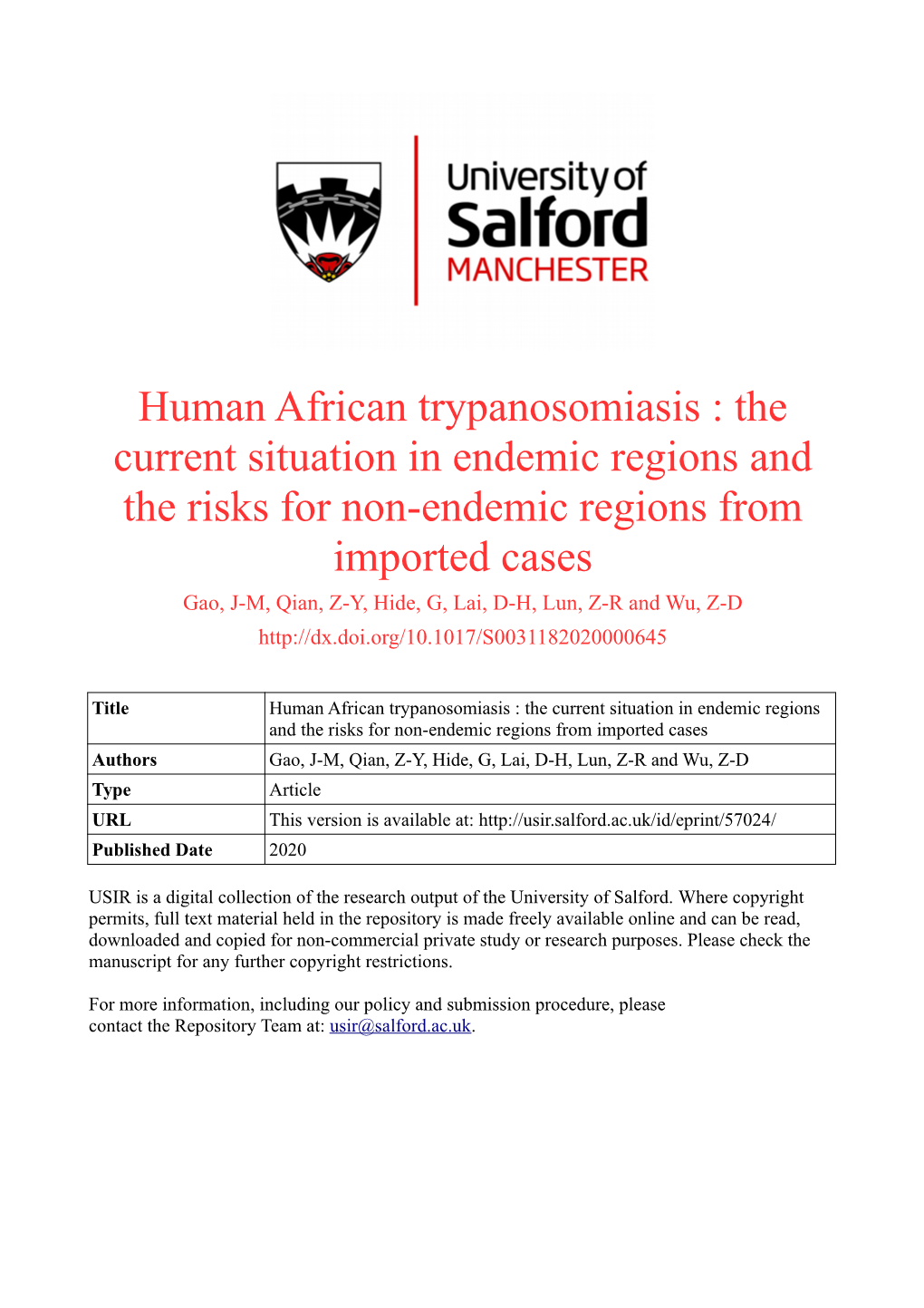 Human African Trypanosomiasis
