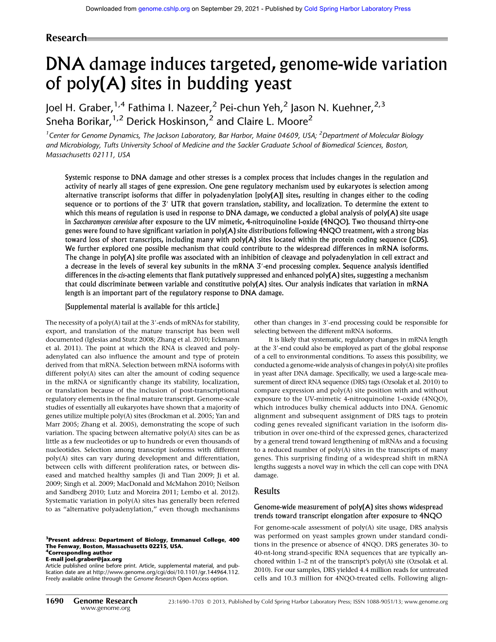 DNA Damage Induces Targeted, Genome-Wide Variation of Poly(A) Sites in Budding Yeast