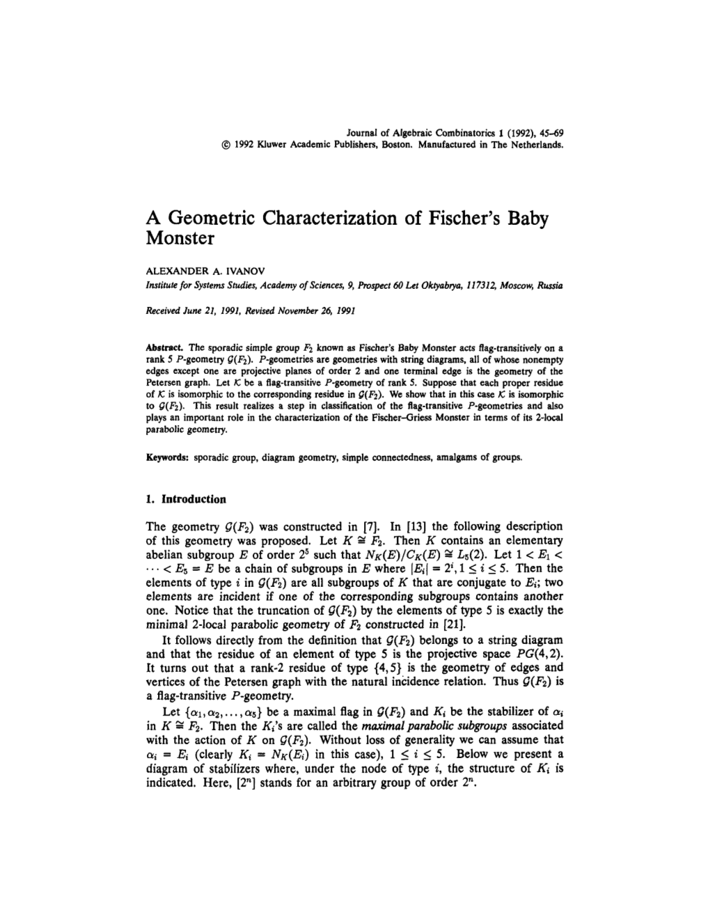 A Geometric Characterization of Fischer's Baby Monster