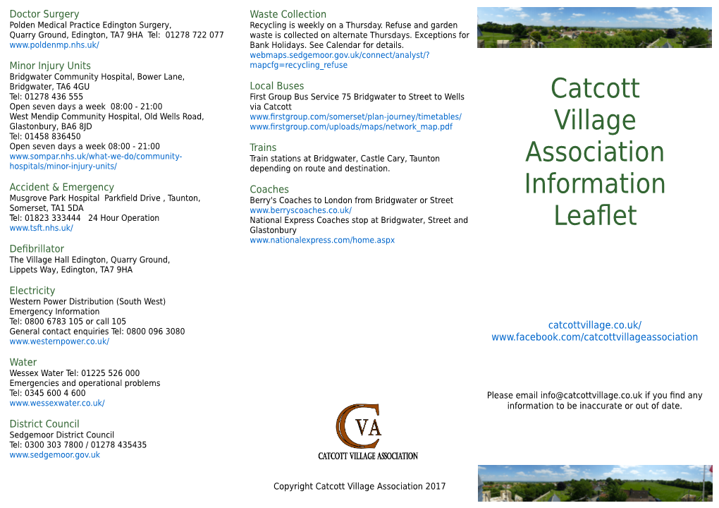 Catcott Village Association Information Leaflet