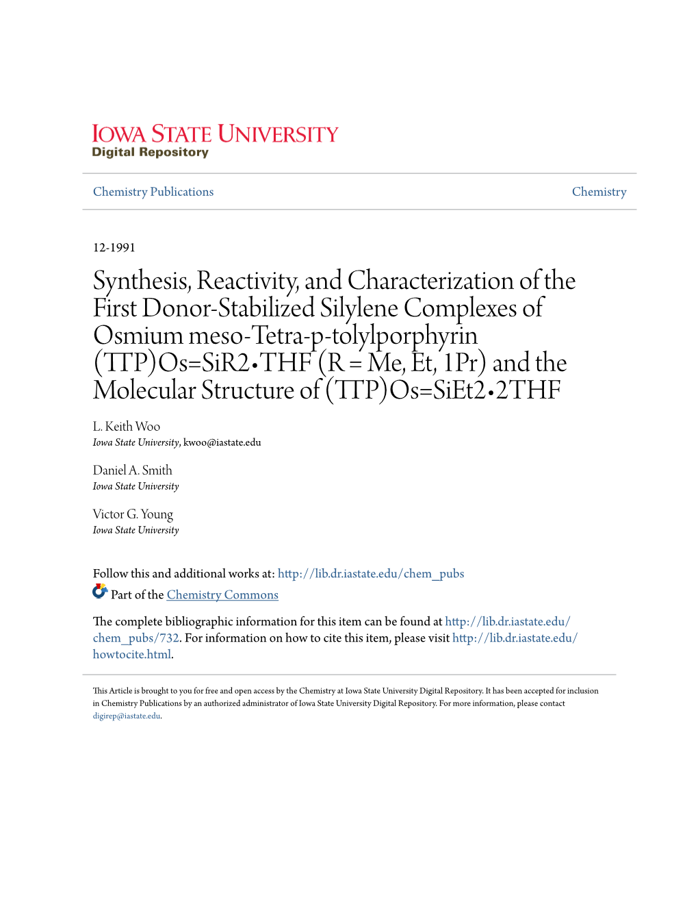 Synthesis, Reactivity, and Characterization Of