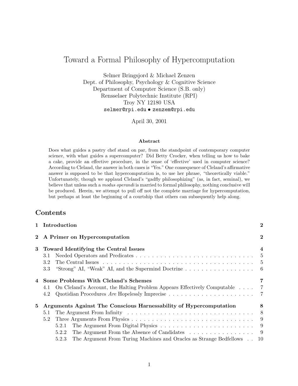 Toward a Formal Philosophy of Hypercomputation