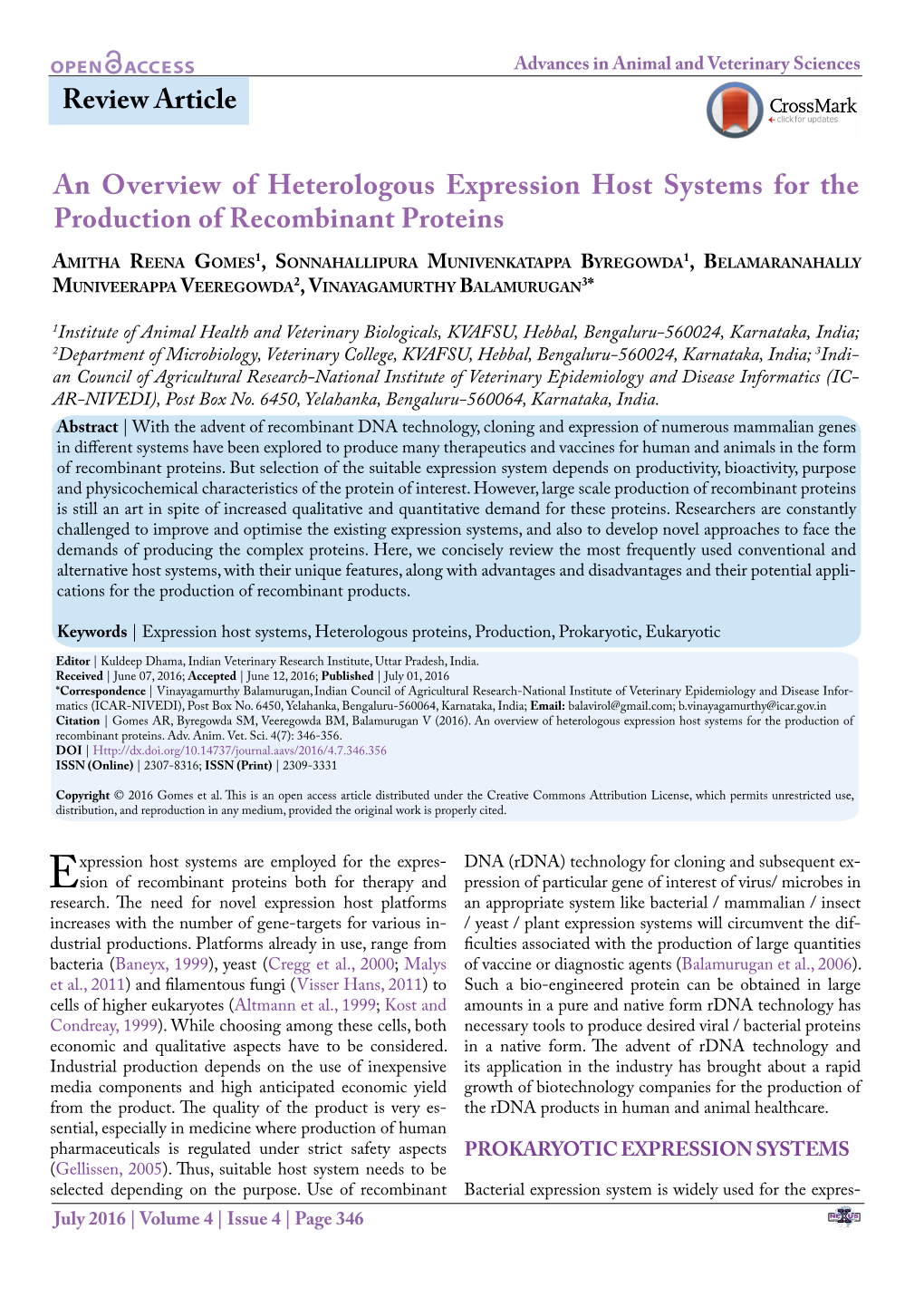 Review Article an Overview of Heterologous Expression Host