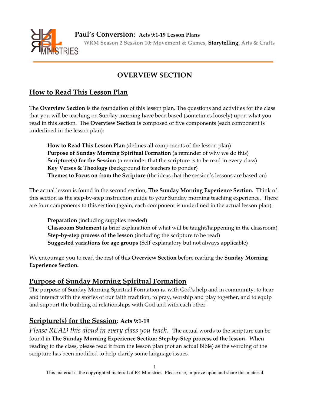 Sunday School Lesson Plan Template