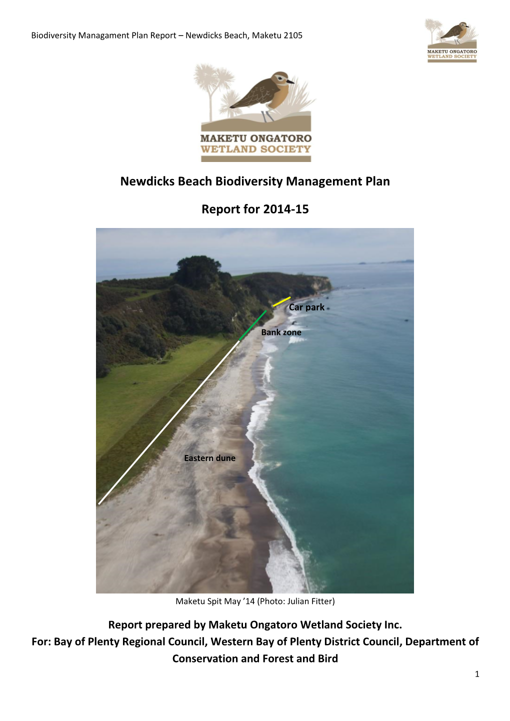 Newdicks Beach Biodiversity Management Plan Report for 2014-15