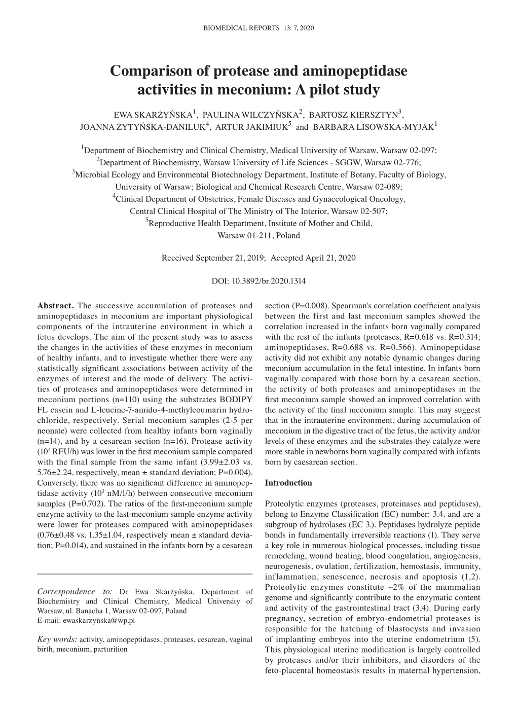 Comparison of Protease and Aminopeptidase Activities in Meconium: a Pilot Study