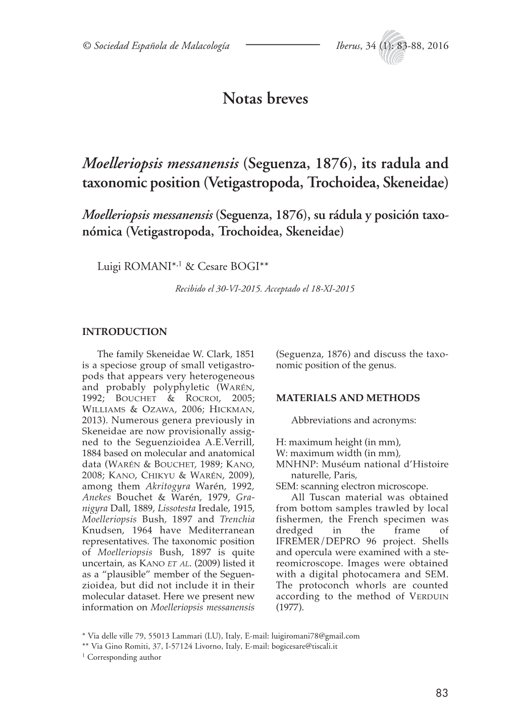 Notas Breves Moelleriopsis Messanensis