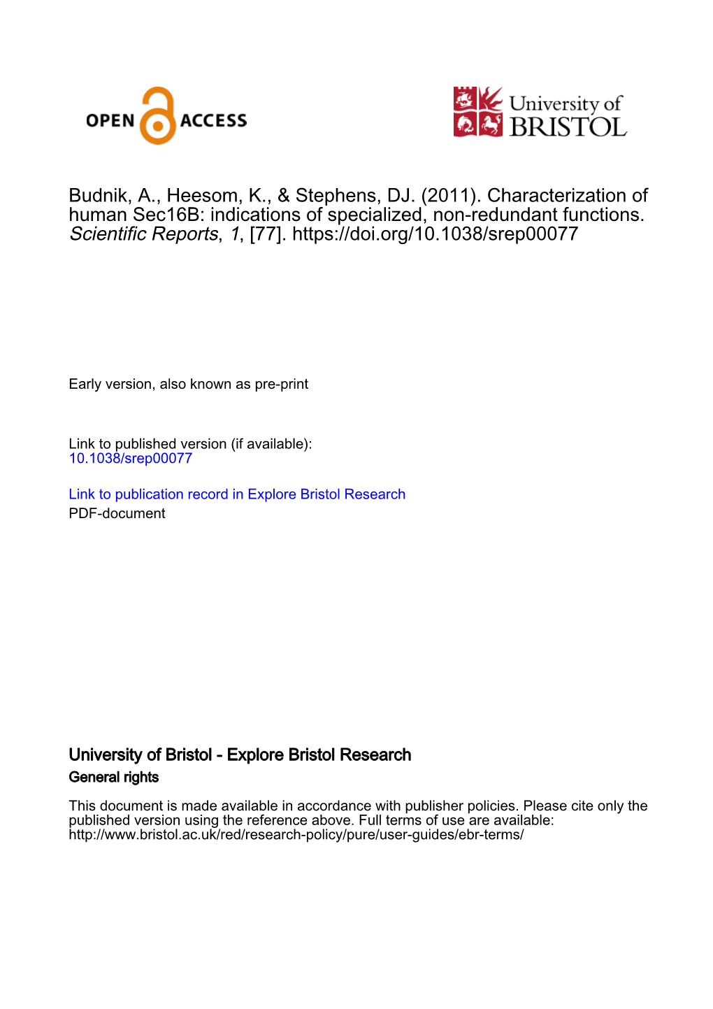 Characterization of Human Sec16b: Indications of Specialized, Non-Redundant Functions