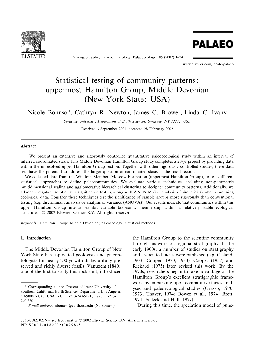 Uppermost Hamilton Group, Middle Devonian (New York State: USA)