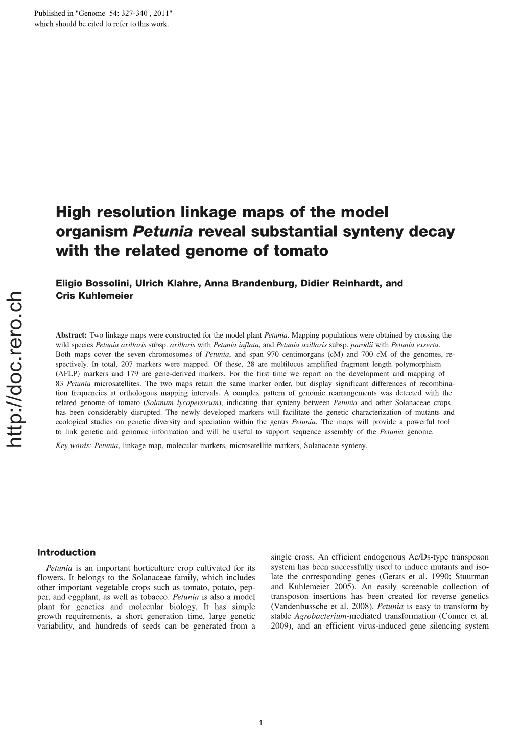 High Resolution Linkage Maps of the Model Organism Petunia Reveal Substantial Synteny Decay with the Related Genome of Tomato