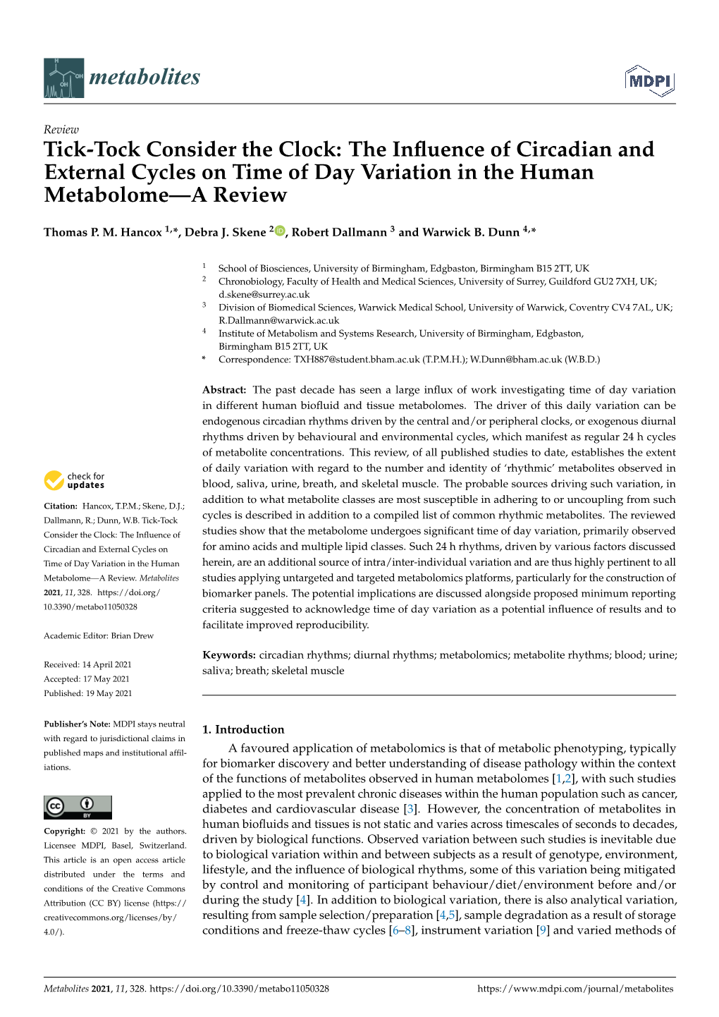 Tick-Tock Consider the Clock: the Influence of Circadian And