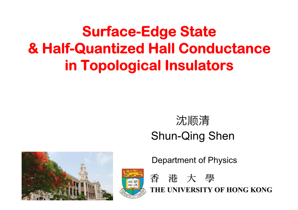 Surface-Edge State & Half-Quantized Hall Conductance in Topological