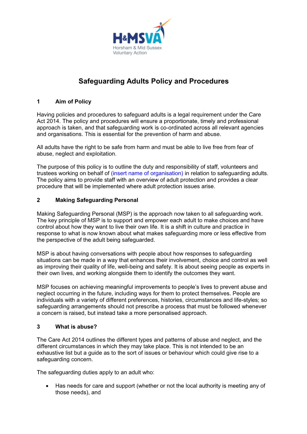 Safeguarding Vulnerable Adults Policy