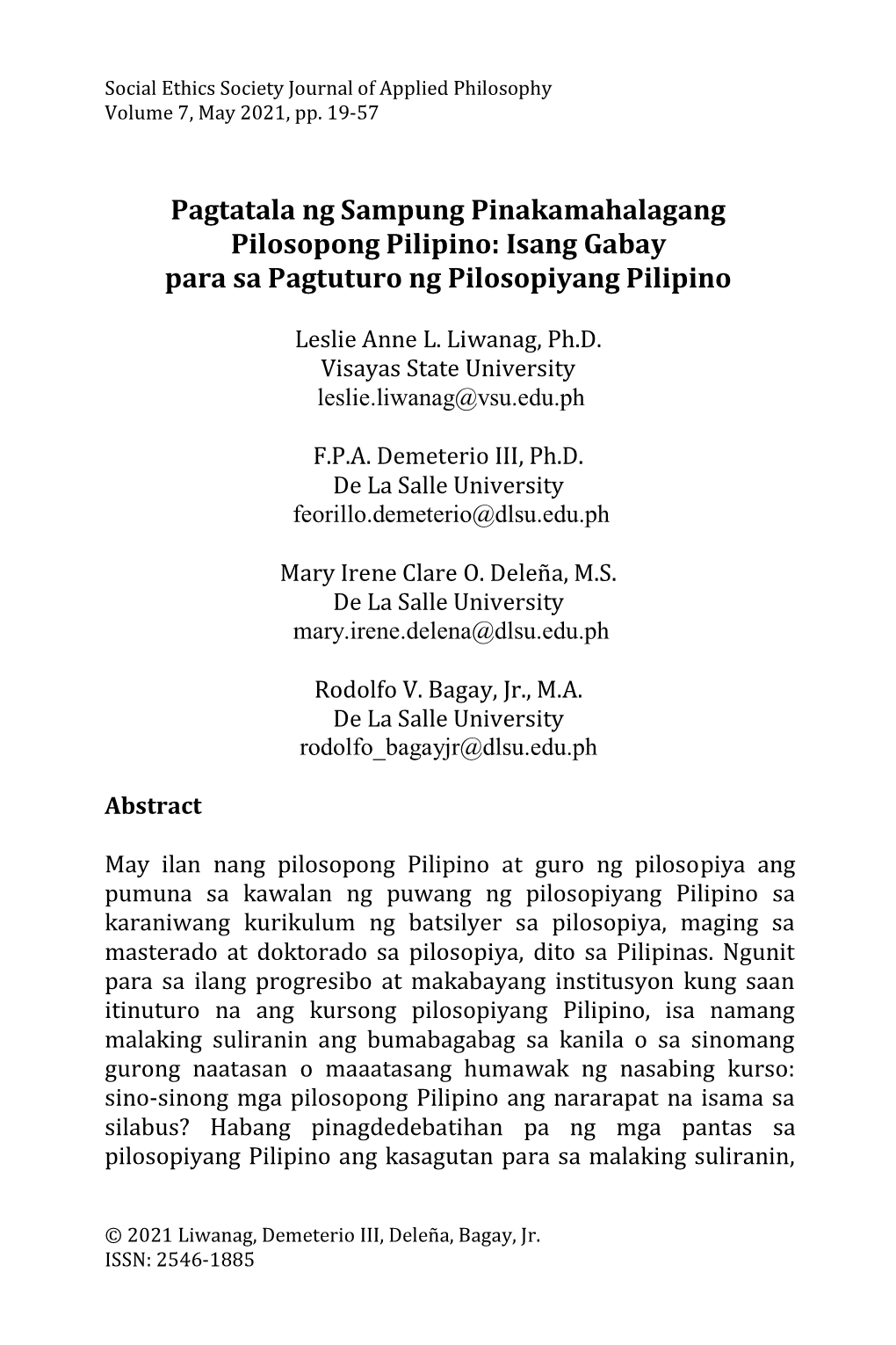 Isang Gabay Para Sa Pagtuturo Ng Pilosopiyang Pilipino