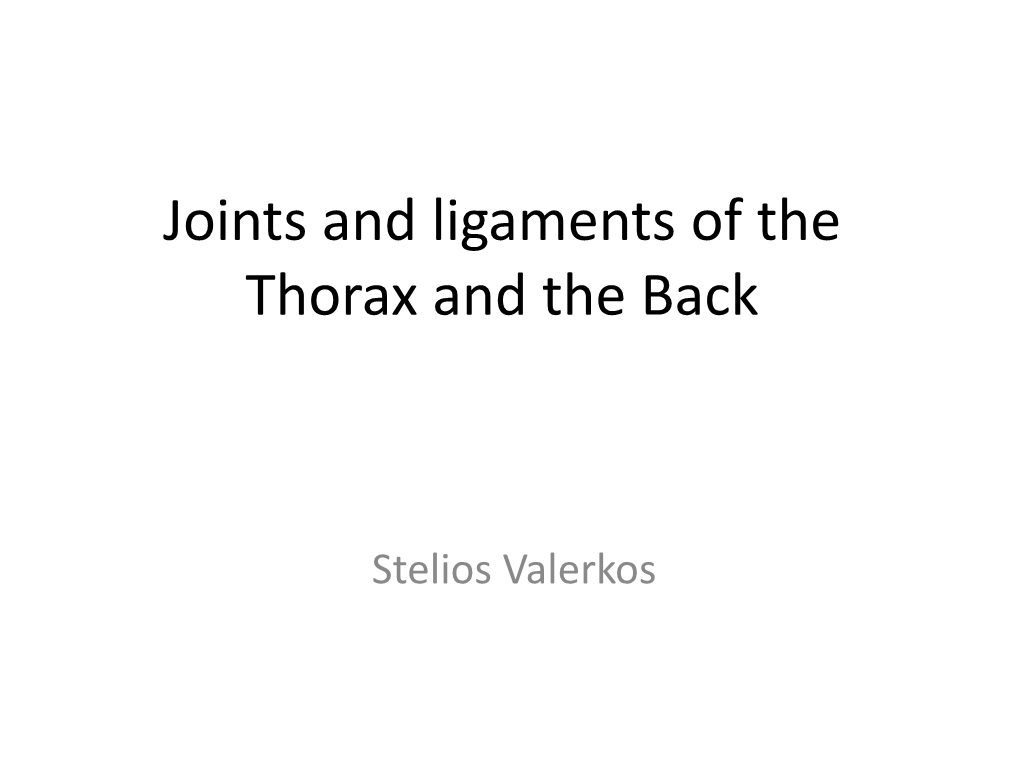 Joints and Ligaments of the Thorax and the Back