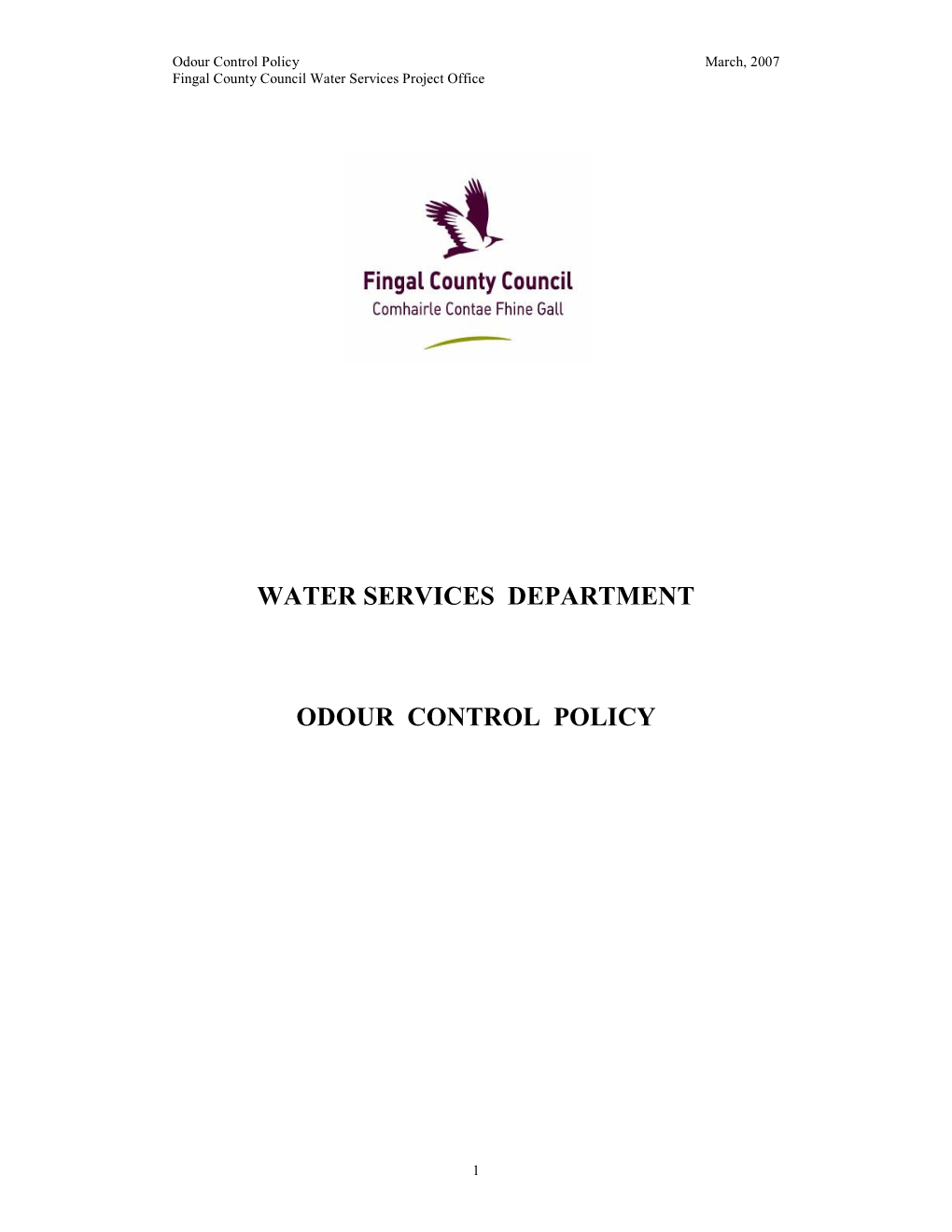 Water Services Department Odour Control Policy