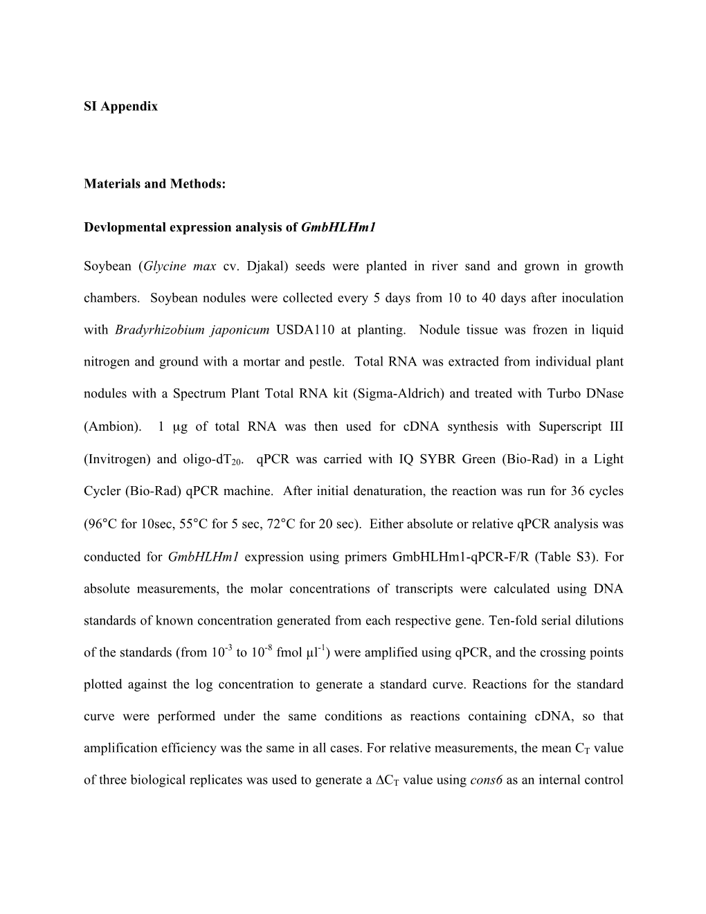 SI Appendix Materials and Methods: Devlopmental Expression