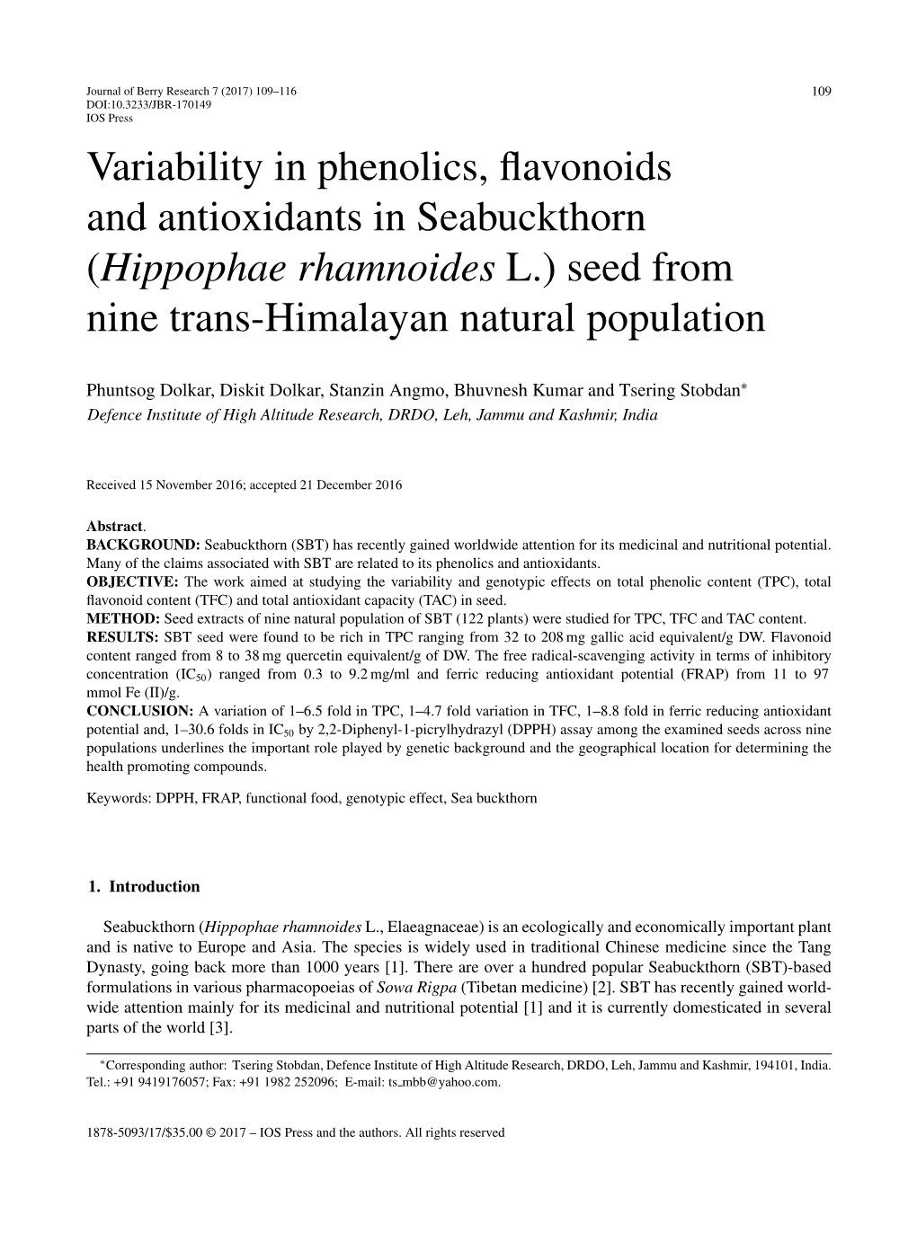 Variability in Phenolics, Flavonoids and Antioxidants In