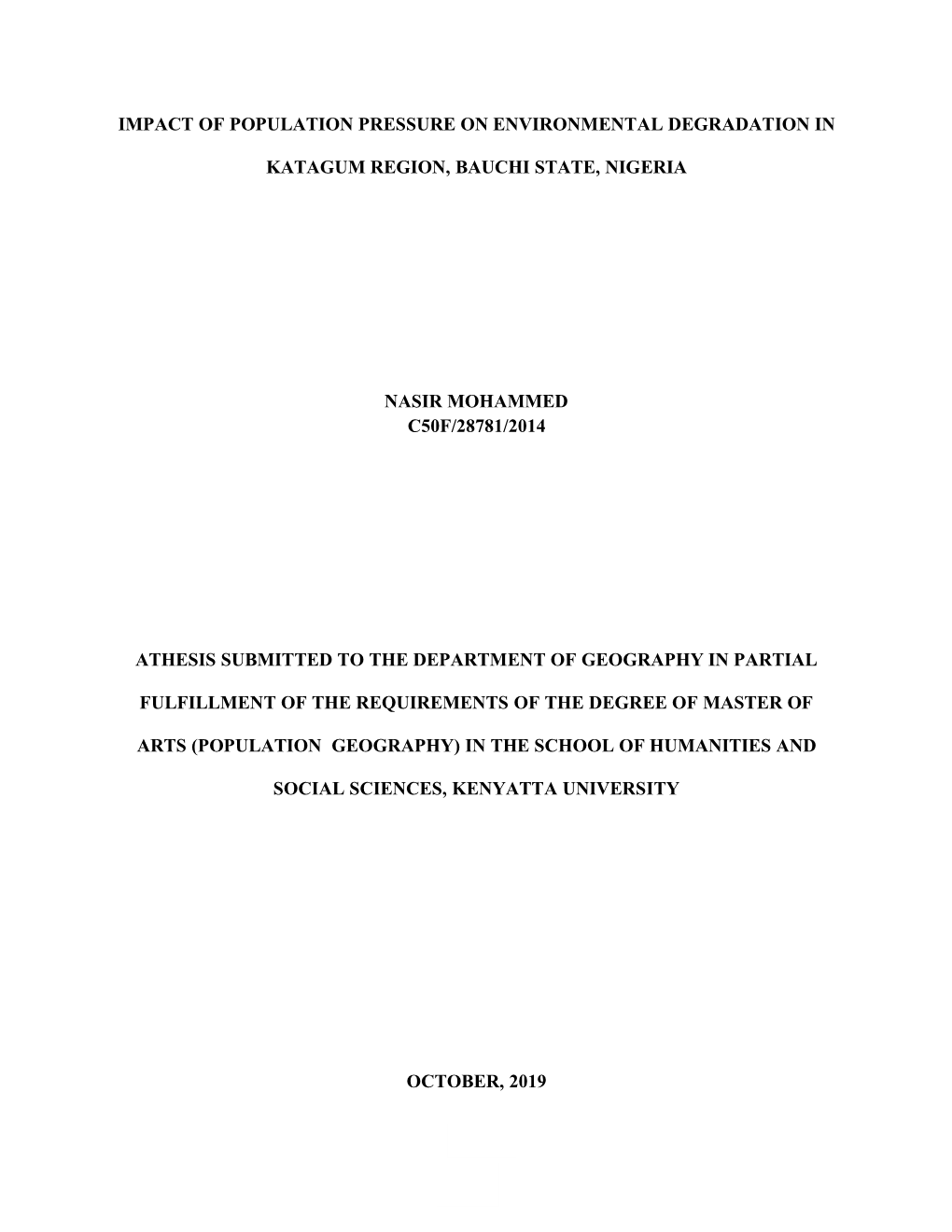 Impact of Population Pressure on Environmental Degradation In