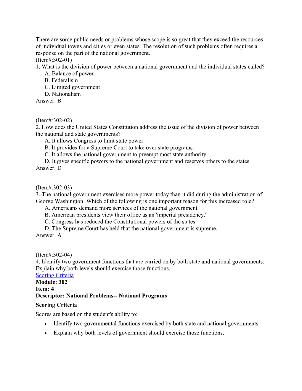 1. What Is the Division of Power Between a National Government and the Individual States Called?