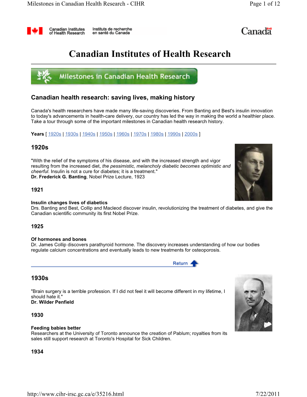 Milestone in Canadian Research