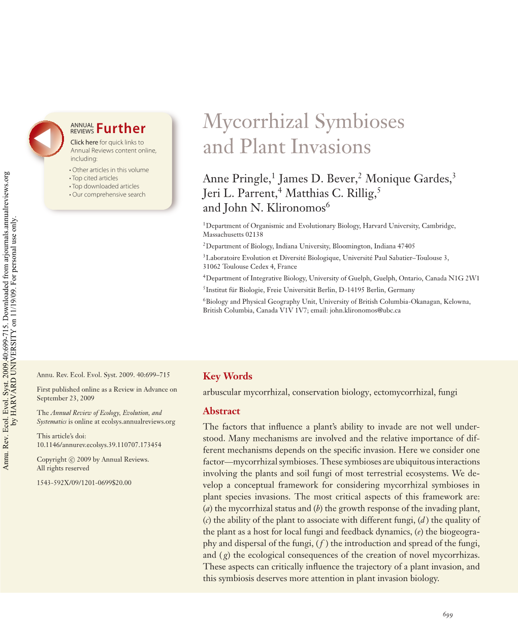 Mycorrhizal Symbioses and Plant Invasions