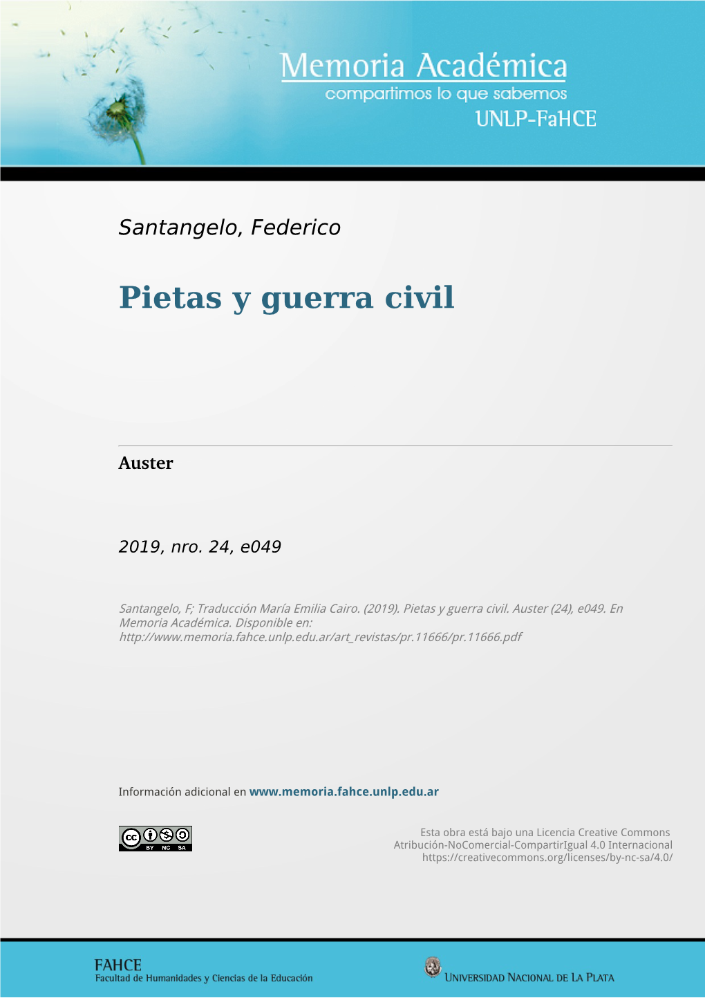 Pietas Y Guerra Civil