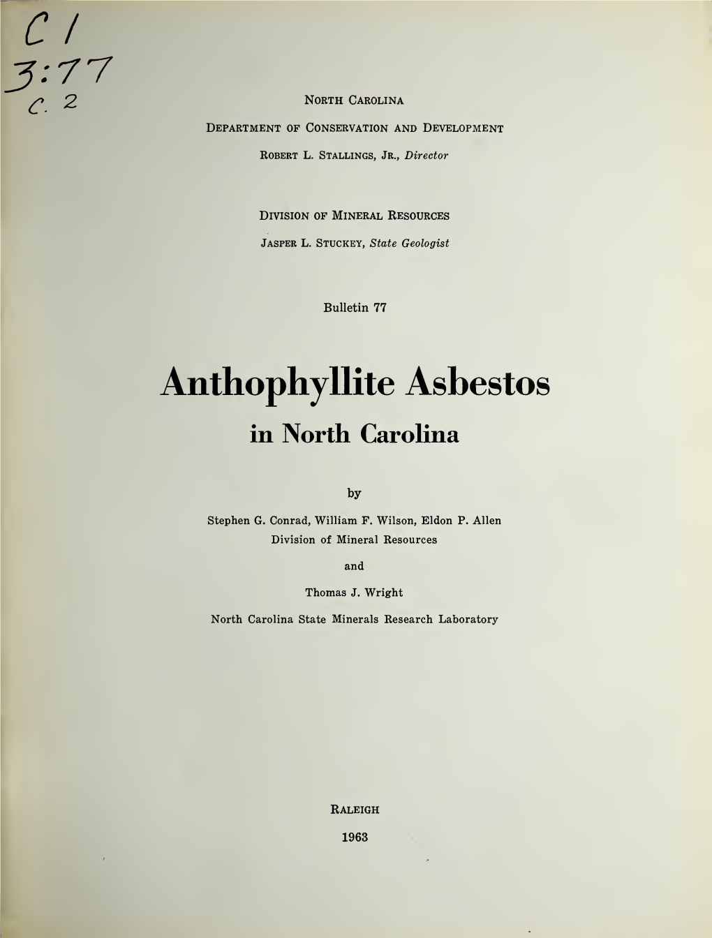 Anthophyllite Asbestos in North Carolina