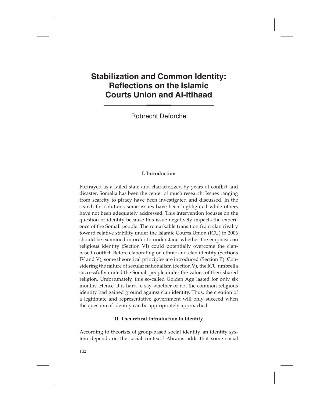 Reflections on the Islamic Courts Union and Al-Itihaad