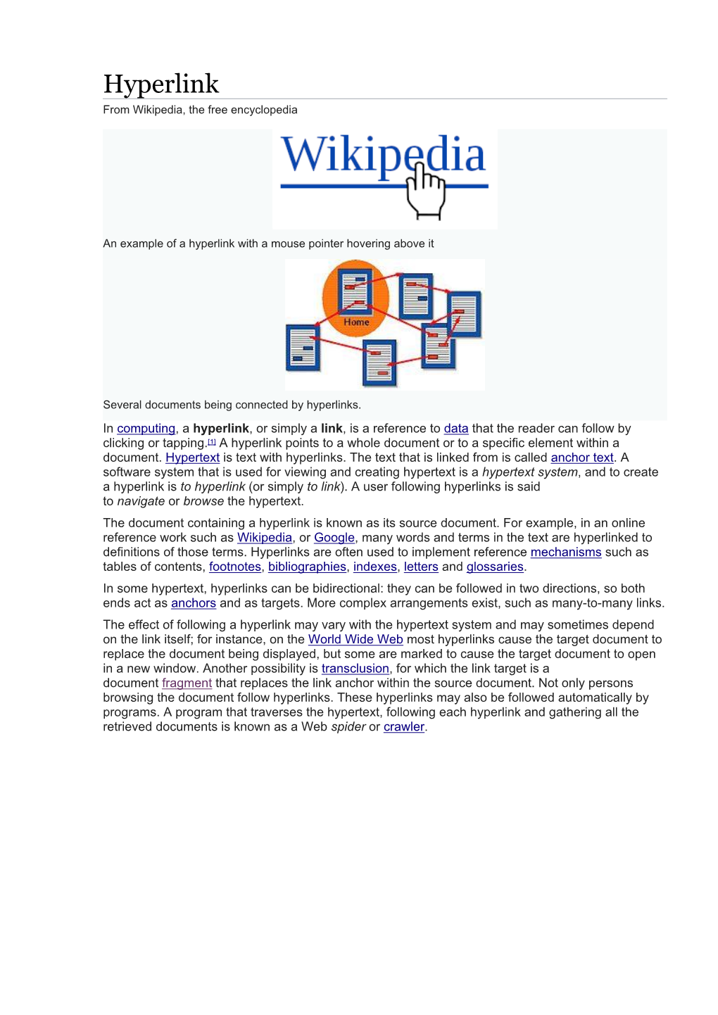 Hyperlink from Wikipedia, the Free Encyclopedia