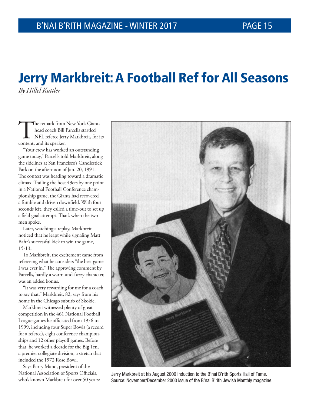 Jerry Markbreit: a Football Ref for All Seasons by Hillel Kuttler