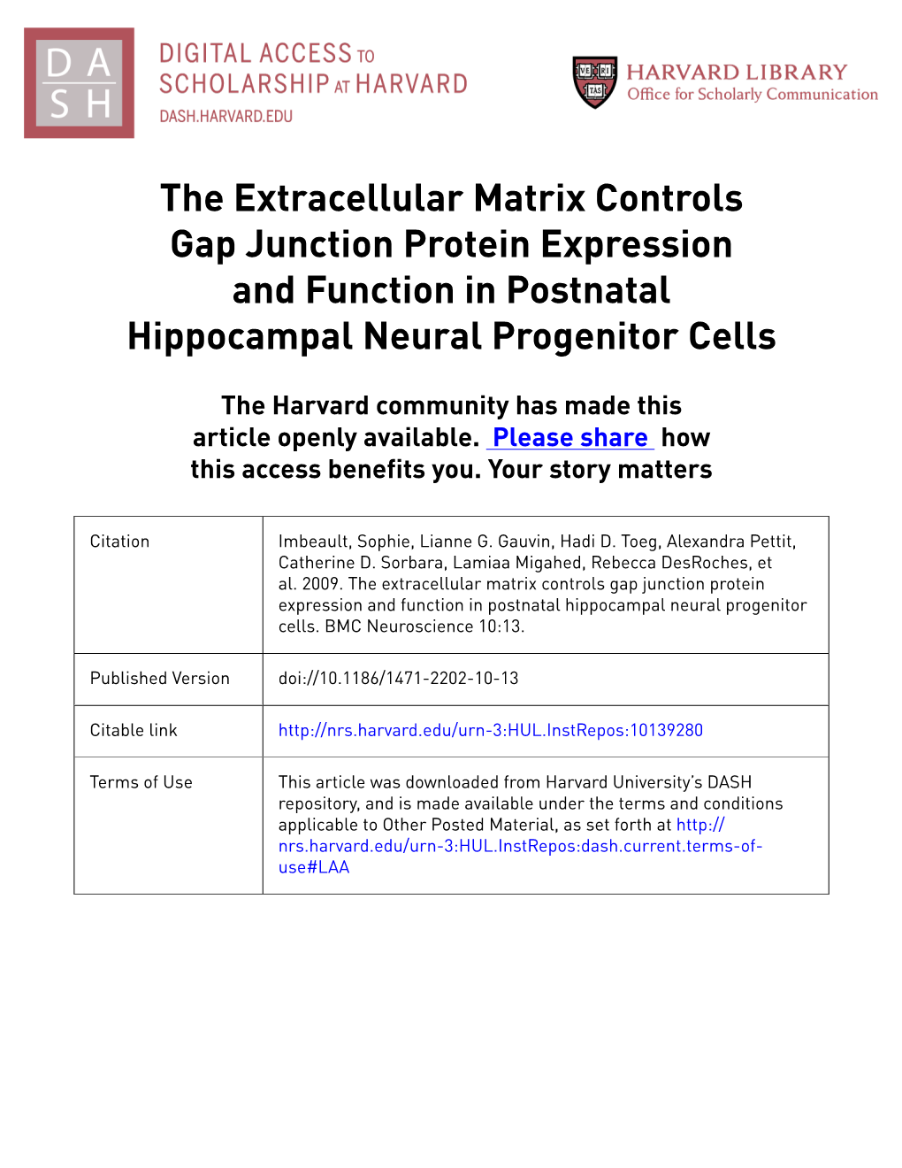 The Extracellular Matrix Controls Gap Junction Protein Expression and Function in Postnatal Hippocampal Neural Progenitor Cells