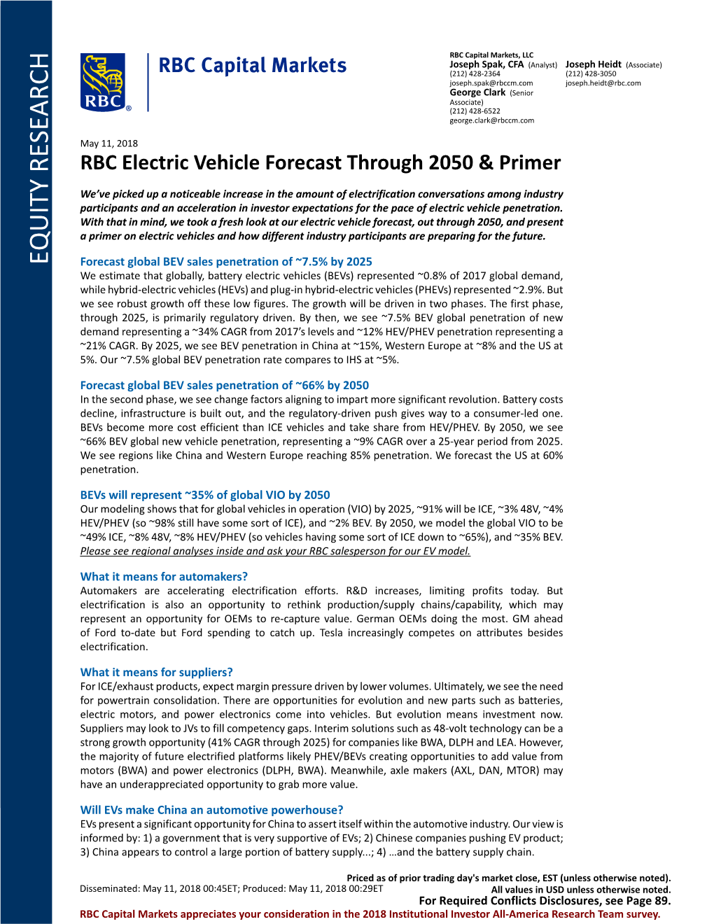 RBC Electric Vehicle Forecast Through 2050 & Primer