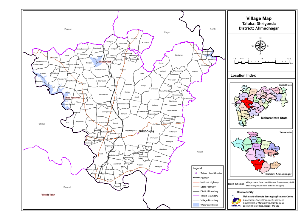 Village Map Taluka: Shrigonda Parner Ashti District: Ahmednagar Nagar