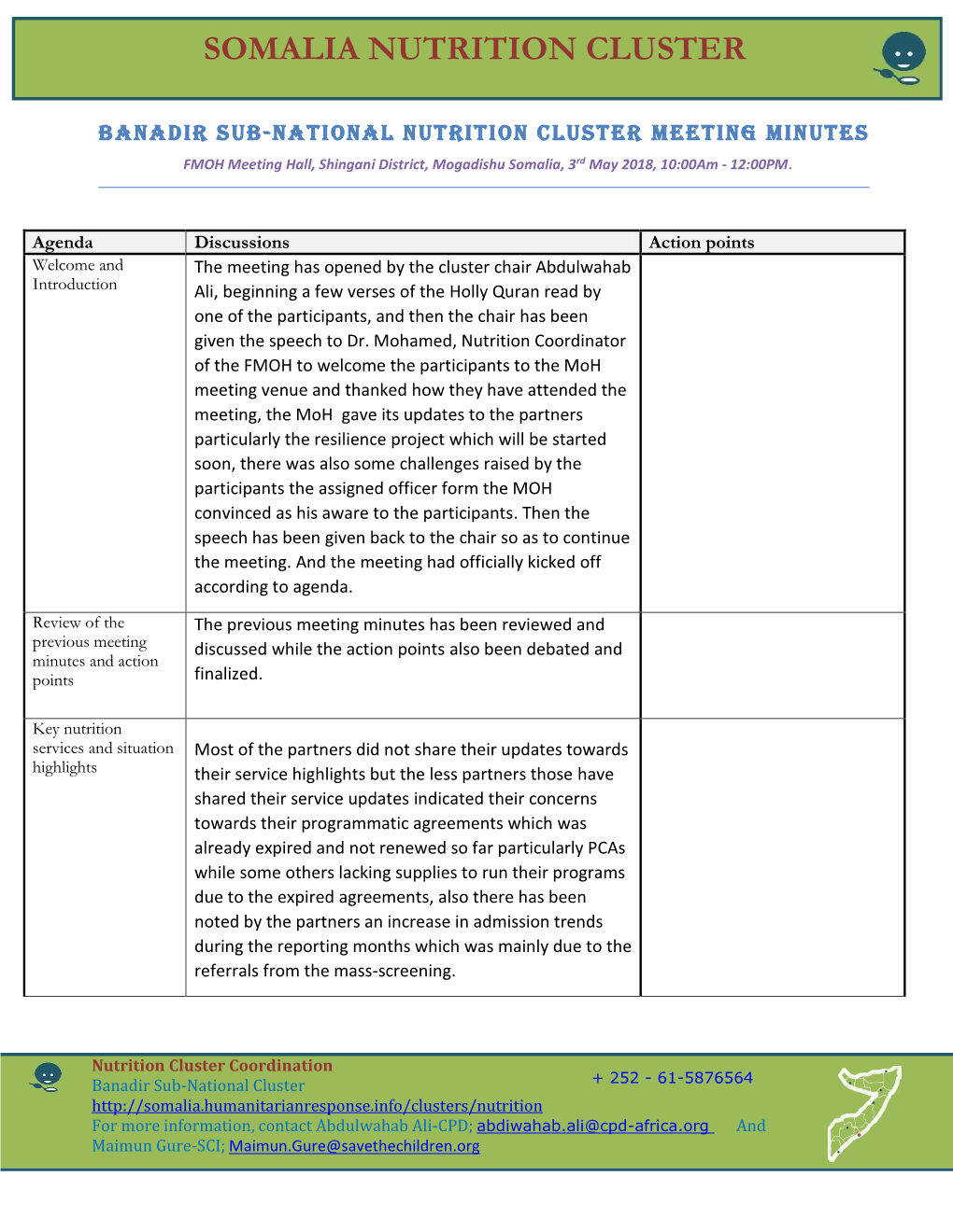 Somalia Nutrition Cluster