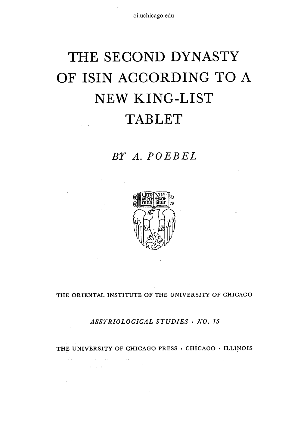 The Second Dynasty of Isin According to a New King-List Tablet