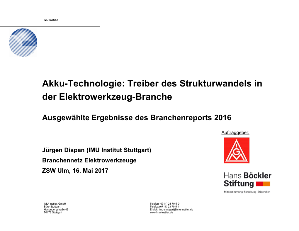 Treiber Des Strukturwandels in Der Elektrowerkzeug-Branche