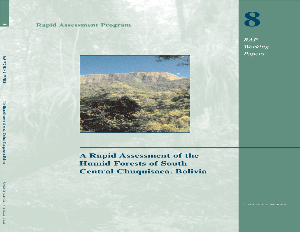 A Rapid Assessment of the Humid Forests of South Central Chuquisaca, Bolivia