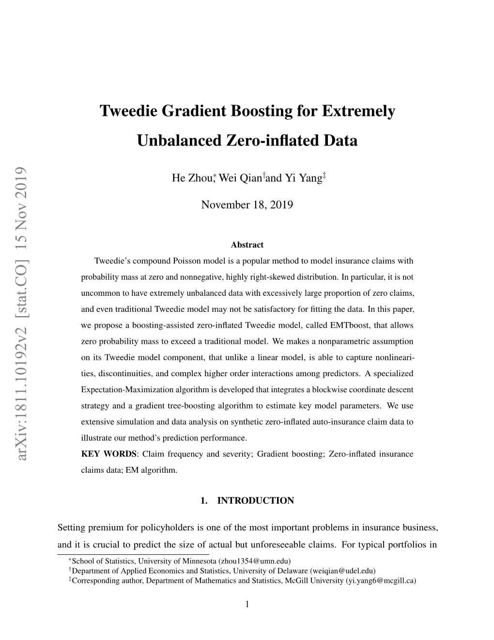 Tweedie Gradient Boosting for Extremely Unbalanced Zero-Inﬂated Data