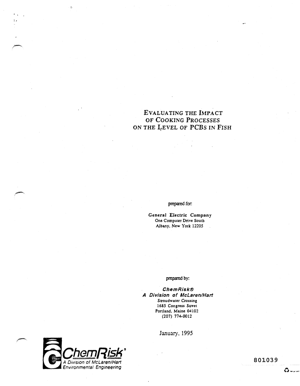 EVALUATING the IMPACT of COOKING PROCESSES on the LEVEL of Pcbs in FISH