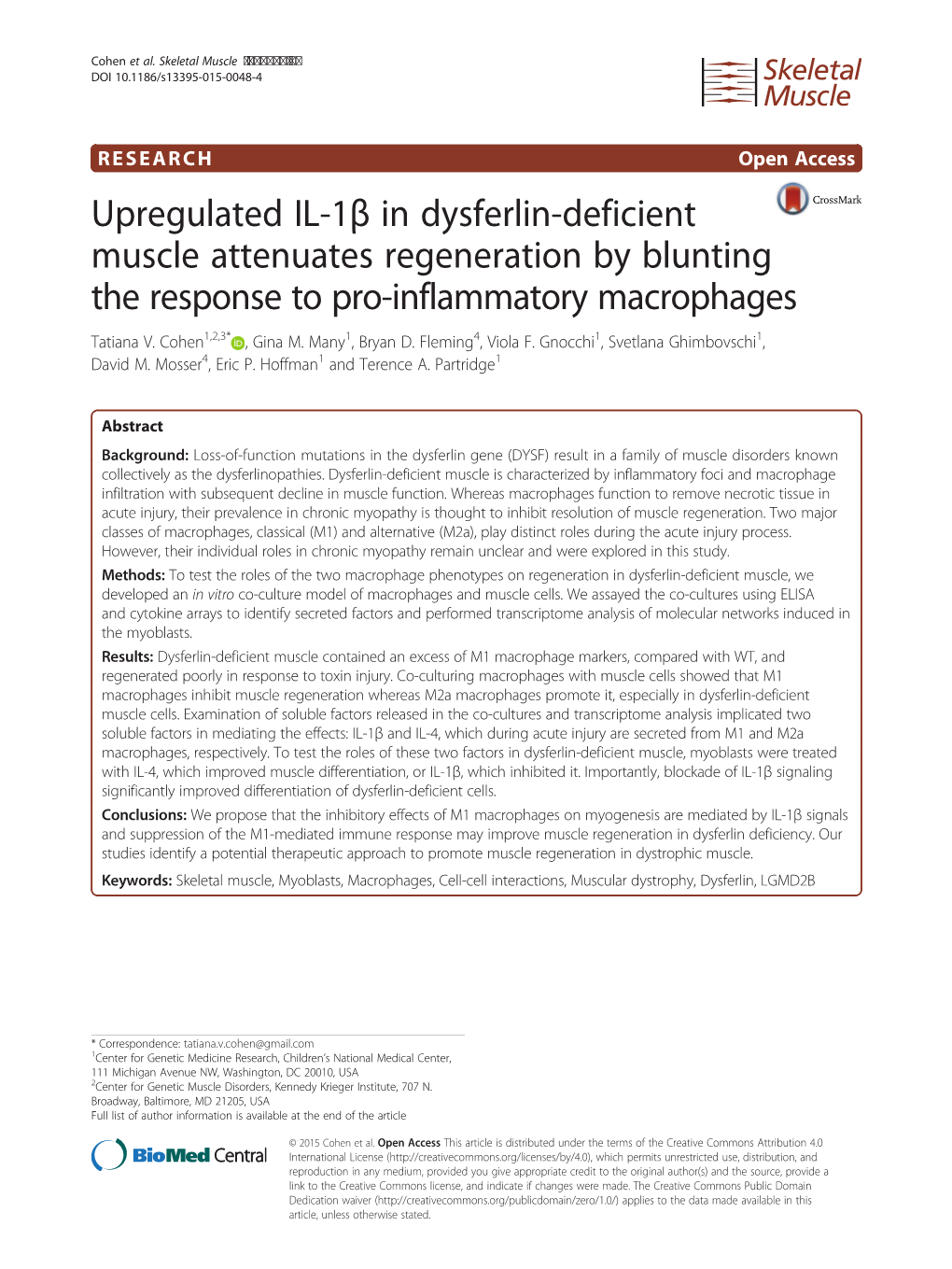 Upregulated IL-1Β in Dysferlin-Deficient Muscle Attenuates Regeneration by Blunting the Response to Pro-Inflammatory Macrophages Tatiana V